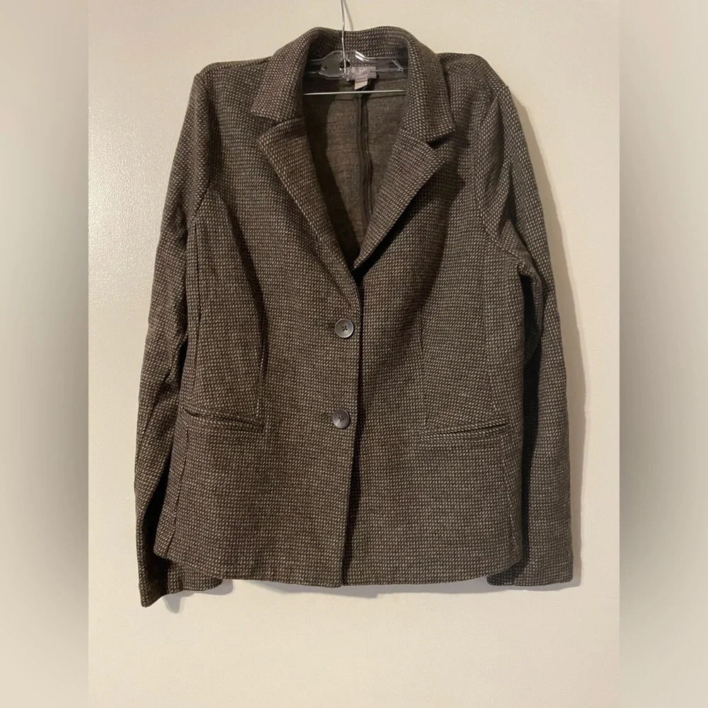 J. Jill Tweed Blazer Wool Blend 2 Button Front Closure Front Pockets Size Large